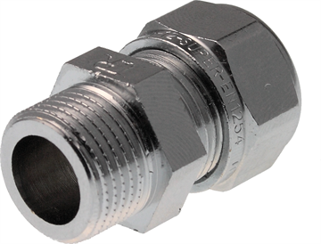 Forkromet Kompression overgangsnippel 15 mm x 1/2"