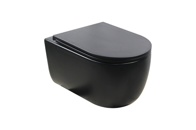 Cassøe Silent Rimless matsort væghængt toilet inkl. softclose sæde