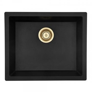 Lavabo Jupiter 600 Køkkenvask for ilægning og underlimning - Med Messing/guld kurveventil