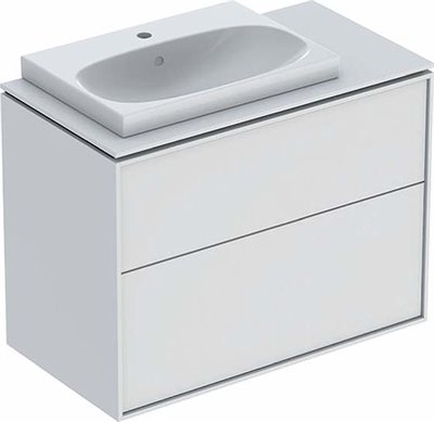 Ifö Sense Art møbelpakke 90 m/vask oven på bordplade, venstre - Hvid / lakeret mat