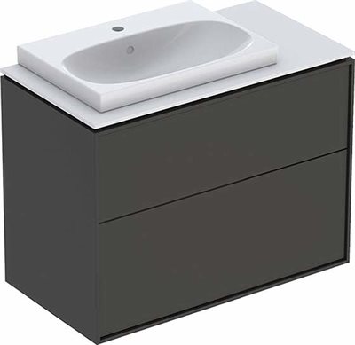 Ifö Sense Art møbelpakke 90 m/vask oven på bordplade, venstre - lava / lakeret mat