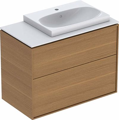 Ifö Sense Art møbelpakke 90 m/vask oven på bordplade, højre - eg natur