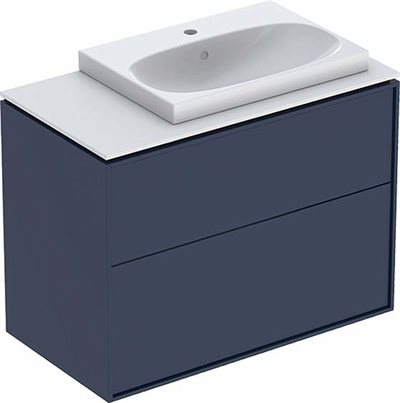 Ifö Sense Art møbelpakke 90 m/vask oven på bordplade, højre - midnatsblå