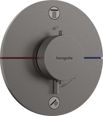 hansgrohe ShowerSelect Comfort S Termostatarmatur til indbygning 2 udtag i Børstet sort krom PVD