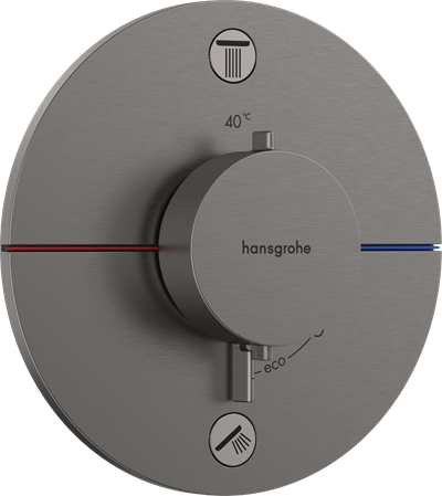 hansgrohe ShowerSelect Comfort S Termostatarmatur til indbygning 2 udtag i Børstet sort krom PVD
