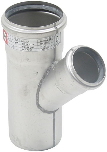 Blücher grenrør 75x50mm x 45 graders gren