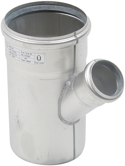 Blücher grenrør 45 grader Ø110-50mm