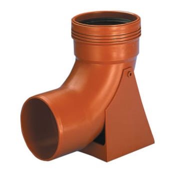 Wavin 110 mm 88 gr. PP-kloakfodbøjning, kort, rød