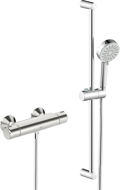 Oras Linea brusesæt med brusearmatur med termostat, krom