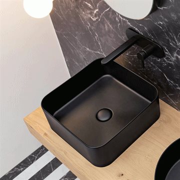 Lavabo Mate 400 x 400 kvadratisk fritstående porcelæns badvask - mat sort
