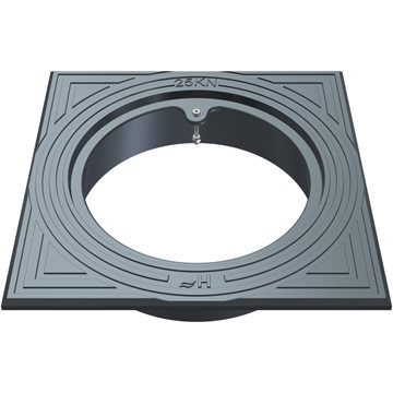 Duco 315 mm firkantet rørbrøndkarm uden rist/dæksel, Gråjern