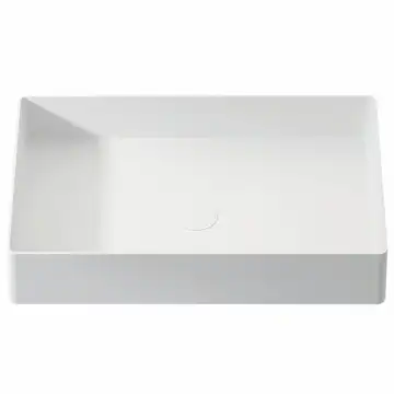 Lavabo fritstående håndvask med hanehul, Roma Soft Solid Surface 58x37, mat hvid