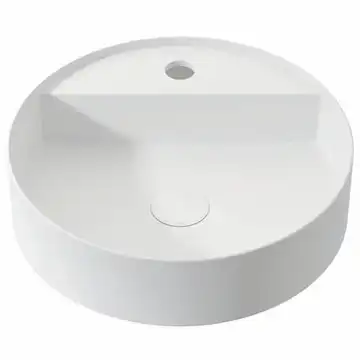 Lavabo fritstående håndvask med hanehul, Como Soft Solid Surface Ø39, mat hvid