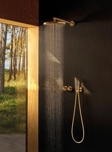 Vola 2471-061 brusearmatur m/Hovedbruser og Håndbruser - messing natur