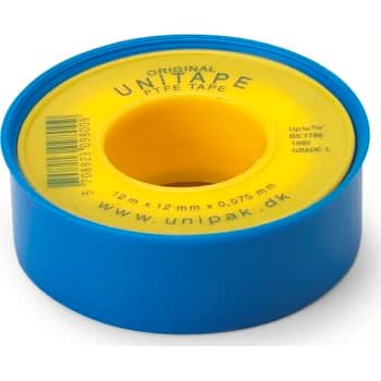 Gevindtape  12 m x 12 mm x 0,075 mm - UNITAPE