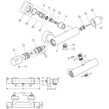 Børma greb (nr. 10) til Term brusearmatur i krom