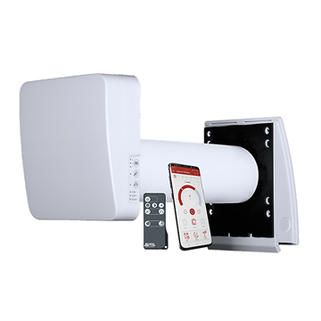 Duka One S4 ventilator med varmegenvinding & Wi-Fi, Ø100 mm, hvid
