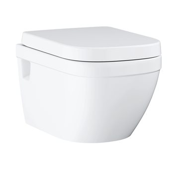 Grohe Euro Ceramic væghængt toilet m/åben skyllerand og soft close sæde, hvid
