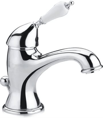 Cassøe Classic badarmatur m/hvidt keramisk greb & løft-op