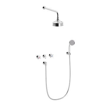 TONI Copenhagen Krydsgreb indbygningsbatteri med hoved-& håndbrus - Krom - 49.033MT.000