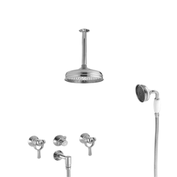 TONI Copenhagen SP indbygningsbatteri, med loftsbruser & håndbruser i krom 