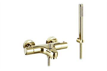 Cassøe kar-/brusearmatur med termostat og håndbruser, Blank messing