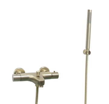 Cassøe kar-/brusearmatur med termostat og håndbruser, Børstet messing