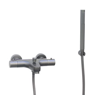 Cassøe kar-/brusearmatur med termostat og håndbruser, Gun metal