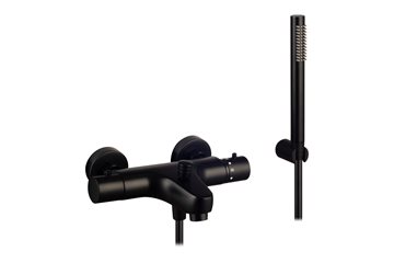 Cassøe kar-/brusearmatur med termostat og håndbruser, Mat sort