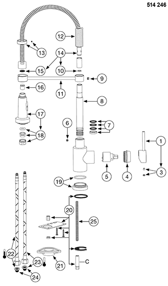 Reservedele til Blanco Master-S Semi-Profi - Nr. 14 Bruseslange i rustfrit stål