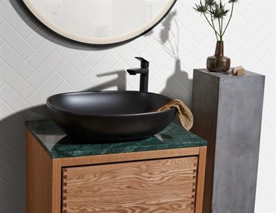 Lineabeta Acquaio oval håndvask i porcelæn, sort / mat grå uden overløb 500 x 385 mm