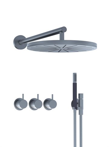Vola 5471-061 Termostatbatteri Hoved-& Håndbruser - Rustfrit stål 5471-061-40
