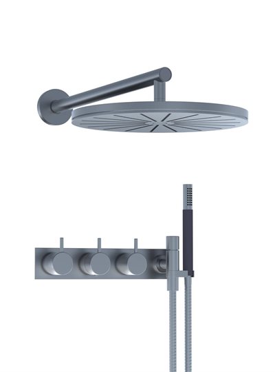 Vola 5474R-061 Termostat brusebatteri med hoved-& håndbruser - Vælg farve