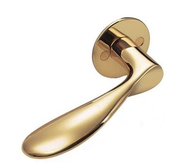 Arne Jacobsen dørgreb med roset AJ 111 - centerafstand 30 mm - messing