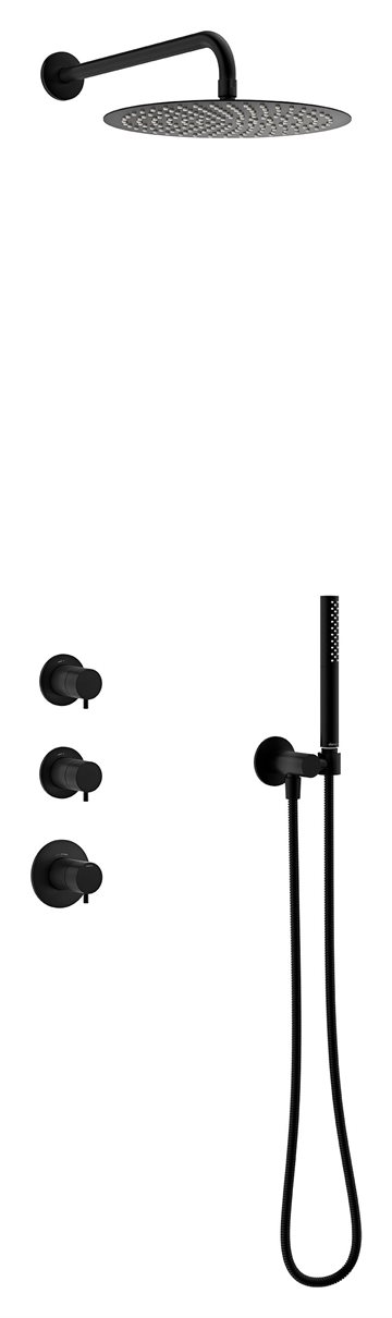 Damixa Iris XS 1 brusesystem (3 greb) til indbygning i mat sort 