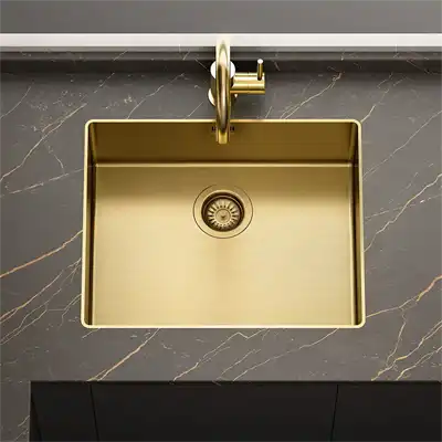 Lavabo Kubus 500 Soft Slim køkkenvask til planlimning i massiv messing