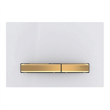 Geberit Sigma 50 Square betjeningsplade, messing knapper & hvid plade