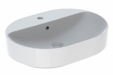 Geberit VariForm vask 60 cm elipseformet til bord med hanehul og overløb