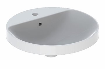 Geberit VariForm håndvask til indbygning rund, med hylde og hanehul: D=48cm, Hanehul=Midtpå, Overløb=Synlig, Hvid