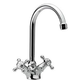 Damixa Tradition håndvaskarmatur høj model m/bundventil, krom