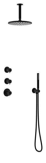 Damixa Silhouet XS 2 brusesystem med brusehoved til loftudtag i matsort 