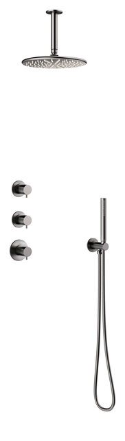 Damixa Silhouet XS 2 brusesystem med brusehoved til loftudtag i børstet grafitgrå pvd 