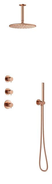 Damixa Silhouet XS 2 brusesystem med brusehoved til loftudtag i børstet kobber pvd 