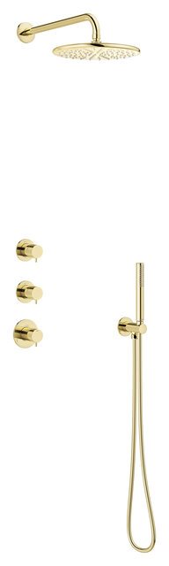 Damixa Silhouet XS 1 brusesystem (3 greb) til indbygning i poleret messing pvd 