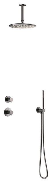 Damixa Silhouet DS 2 brusesystem til indbygning, lofts bruser, børstet grafitgrå pvd 