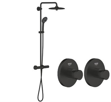 Grohe Vitalio Joy 260 komplet brusesæt m/termostat og ProGrip-greb i mat sort inkl. 2 gratis kroge