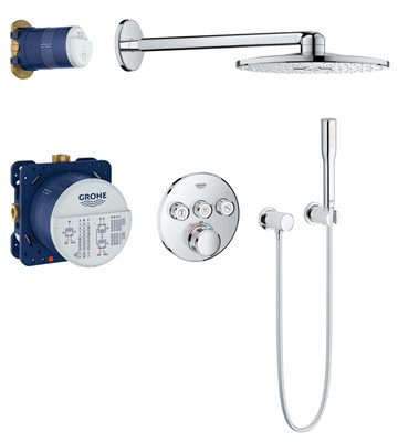 Grohe SmartControl 310 komplet rundt indbygnings brusesystem i krom 