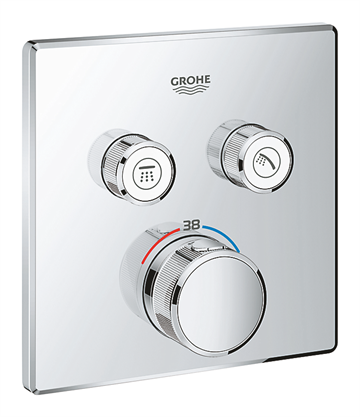 GROHE Smartcontrol indbygningstermostat med 2 funktioner, firkantet i krom 