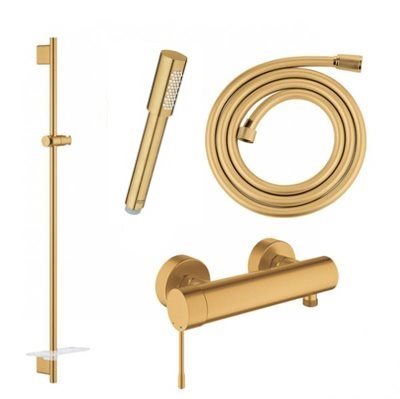 GROHE Sena Stick Handbrause – Brushed Cool Sunrise, 1 Strahlart, Mit EcoJoy & DreamSpray