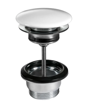 NICO click clack bundventil 1 1/4" med hvid porcelænstop (Til vaske med og uden overløb)